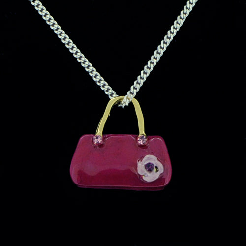 Swarovski Crystal Light Green Enamel Handbag Golden Pendant