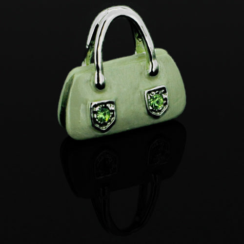 Swarovski Crystal Light Green Enamel Handbag Silver Pendant