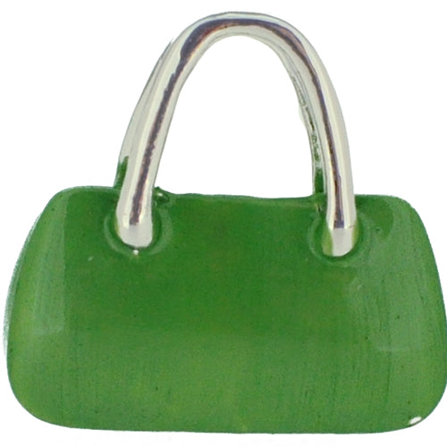 Swarovski Crystal Green Enamel Handbag Silver Pendant