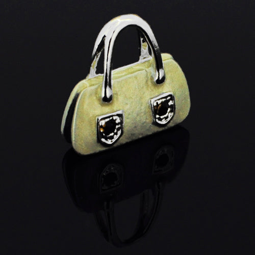 Swarovski Crystal Light Green Enamel Handbag Silver Pendant