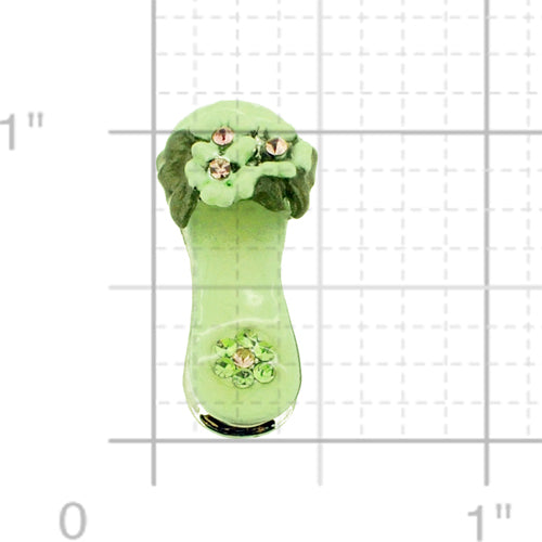 Swarovski Crystal Light Green Enamel Slipper Silver Pendant