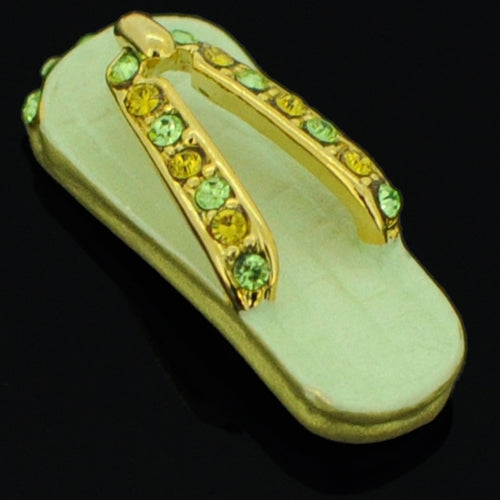 Swarovski Crystal Light Green Flip Flop Golden Pendant