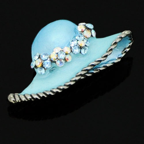 Teal Easter Bonnet Hat Silver Swarovski Crystal Pendant