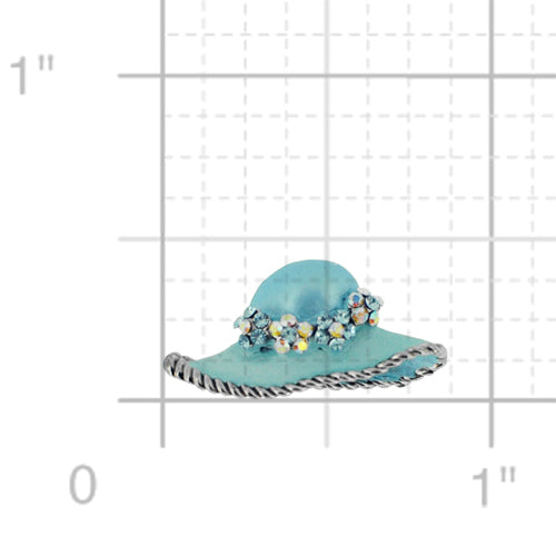 Teal Easter Bonnet Hat Silver Swarovski Crystal Pendant