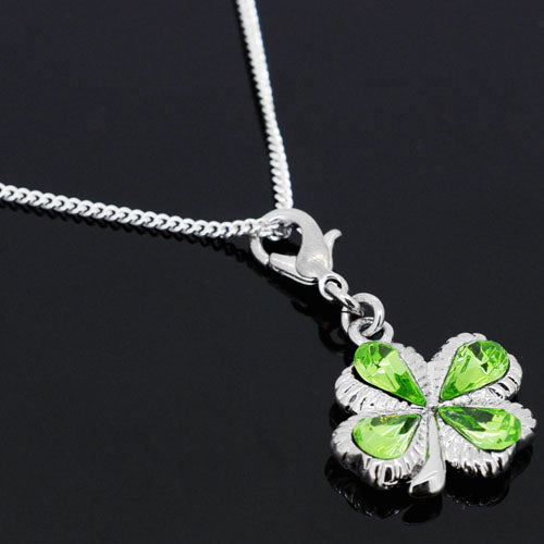 Erinite Clover Swarovski Crystal Silver Flower Pendant