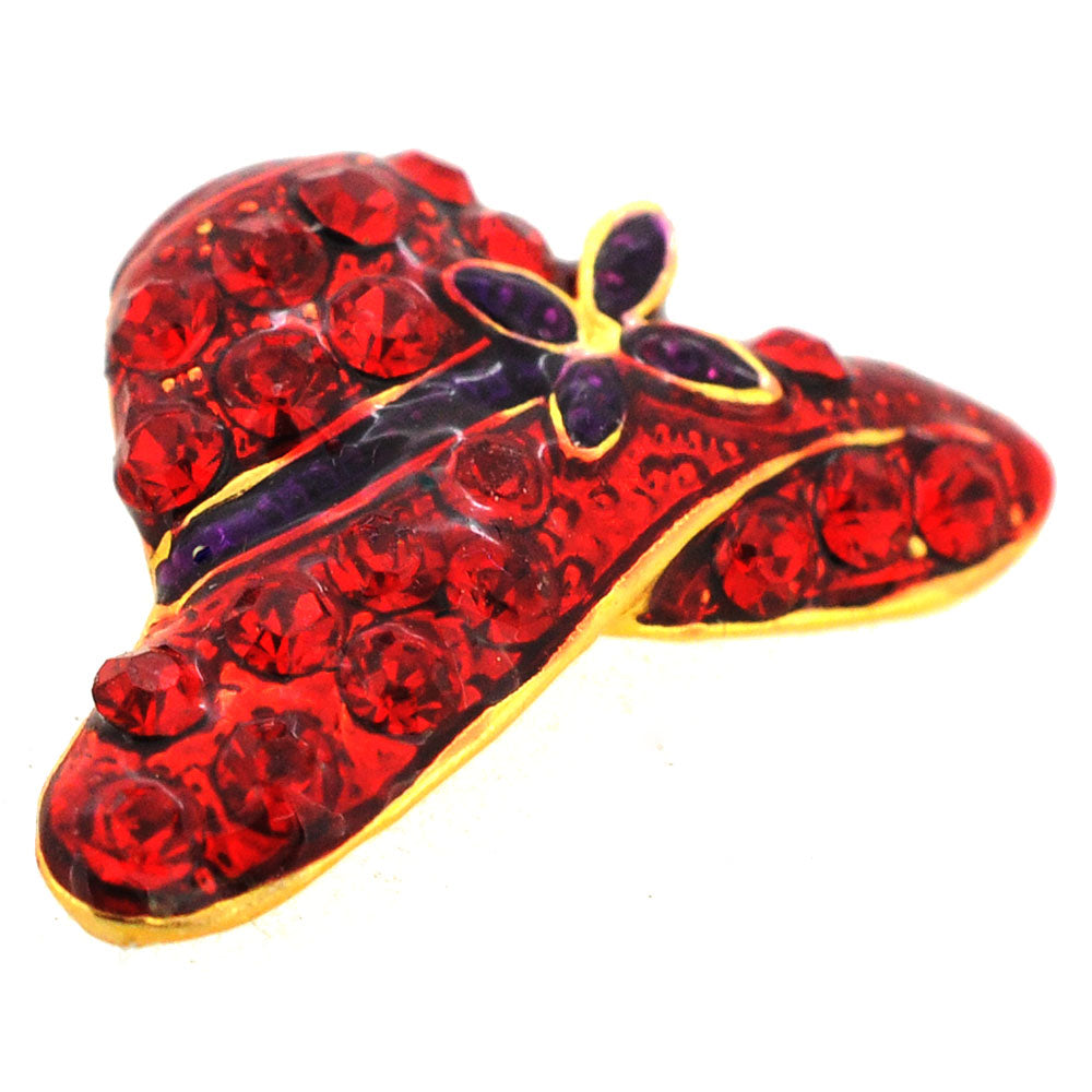 Swarovski Crystal Red Enamel Hat Golden Pendant