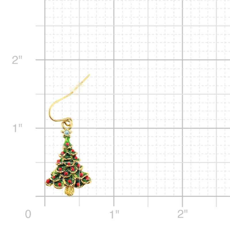 Golden Christmas Tree With Star Earrings