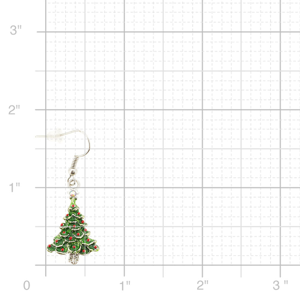 Silver Christmas Tree With Star Earrings