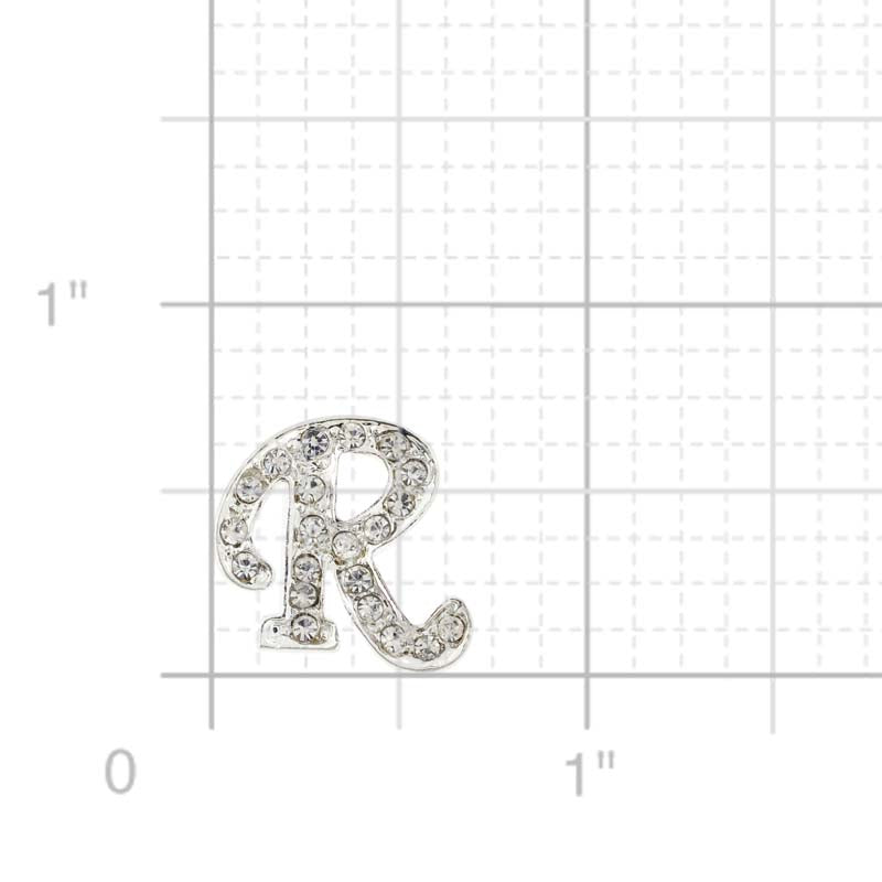 Chrome Letter R Crystal Lapel Pin