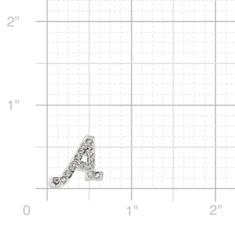 Chrome Letter A Crystal Lapel Pin
