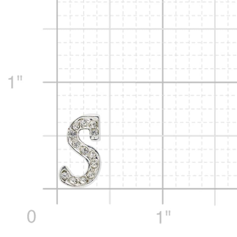 Chrome Letter S Crystal Lapel Pin