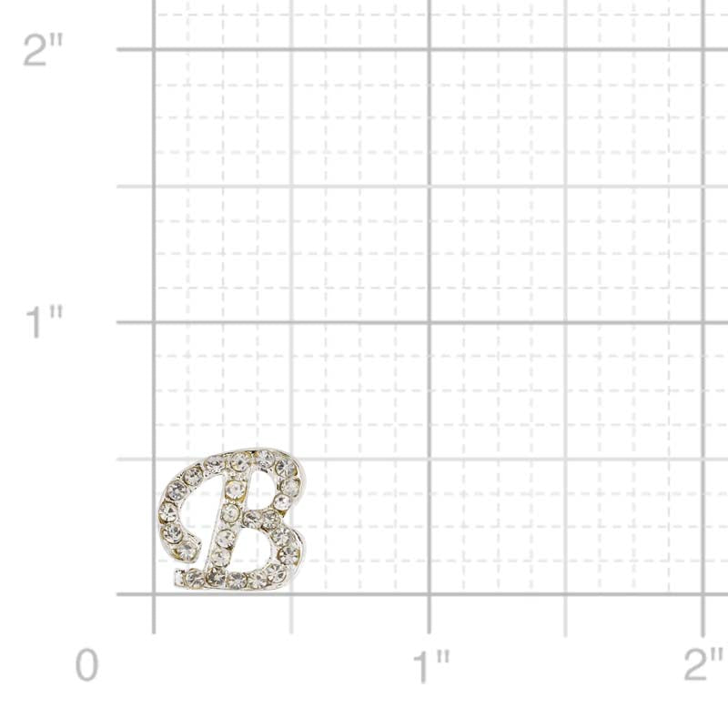 Chrome Letter B Crystal Lapel Pin