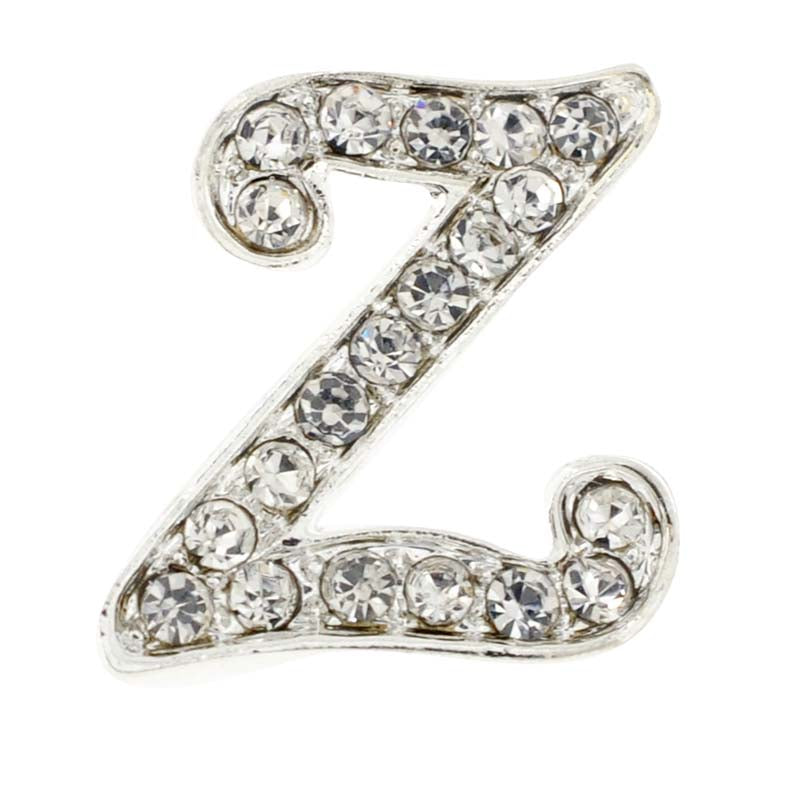 Chrome Letter Z Crystal Lapel Pin