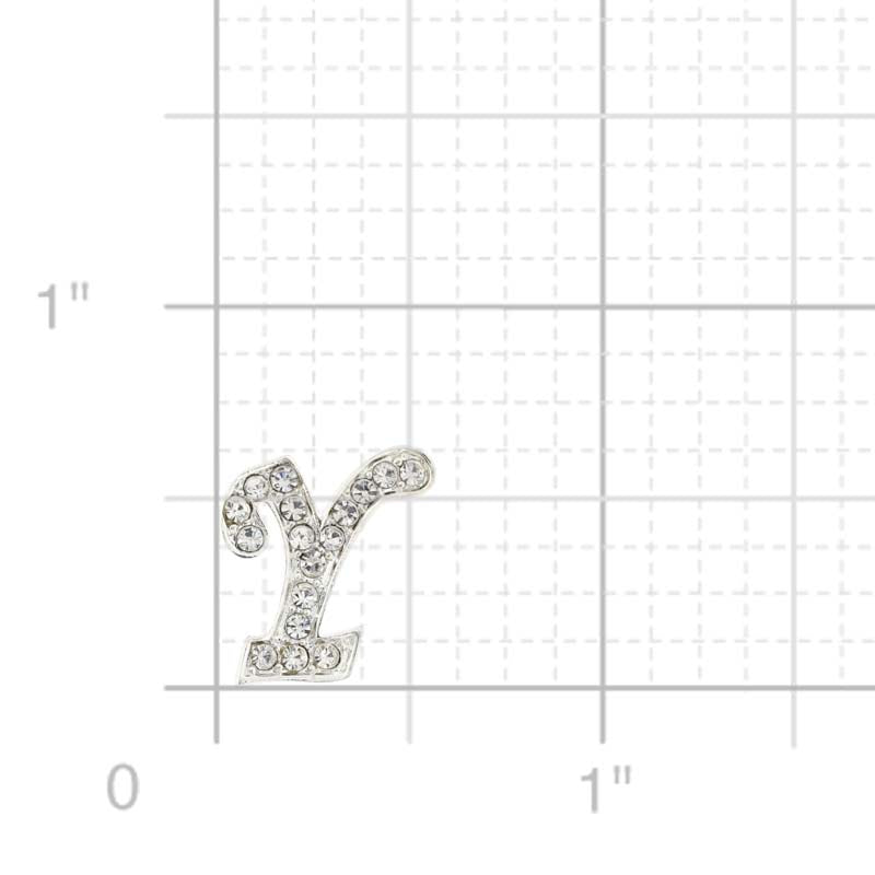 Chrome Letter Y Crystal Lapel Pin