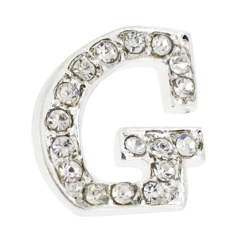 Chrome Letter G Crystal Lapel Pin
