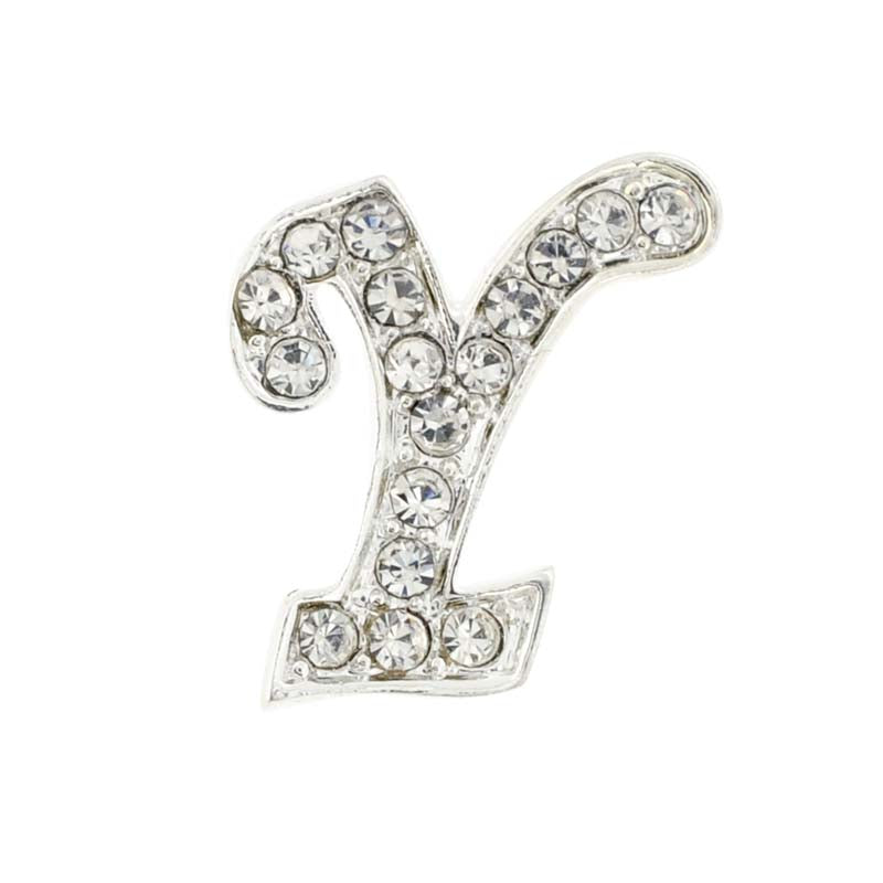 Chrome Letter Y Crystal Lapel Pin