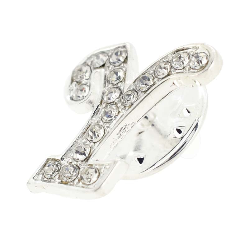 Chrome Letter Y Crystal  Lapel Pin