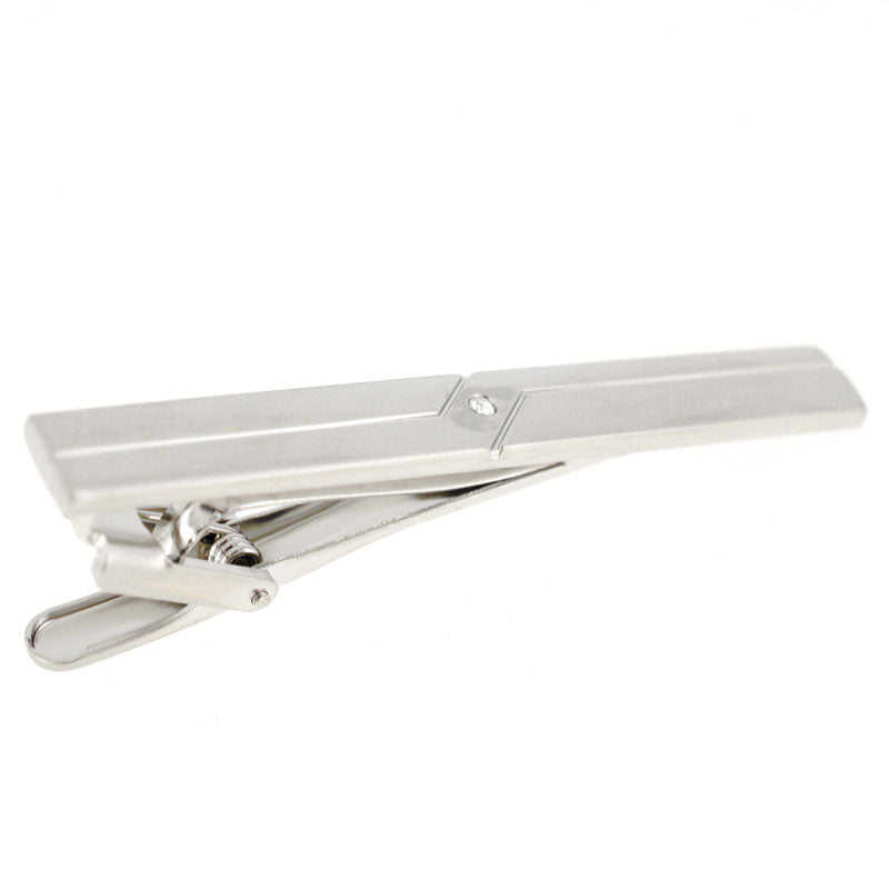 Crystal Stainless Finish Tie Clip