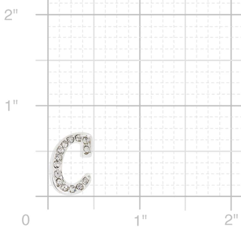 Chrome Letter C Crystal Lapel Pin