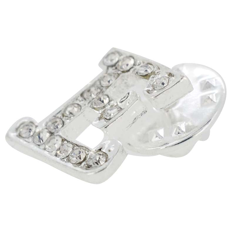 Chrome Letter E Crystal Lapel Pin