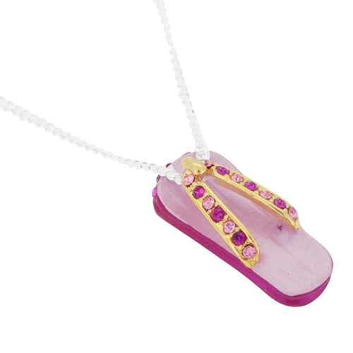 Swarovski Crystal Light Green Flip Flop Golden Pendant