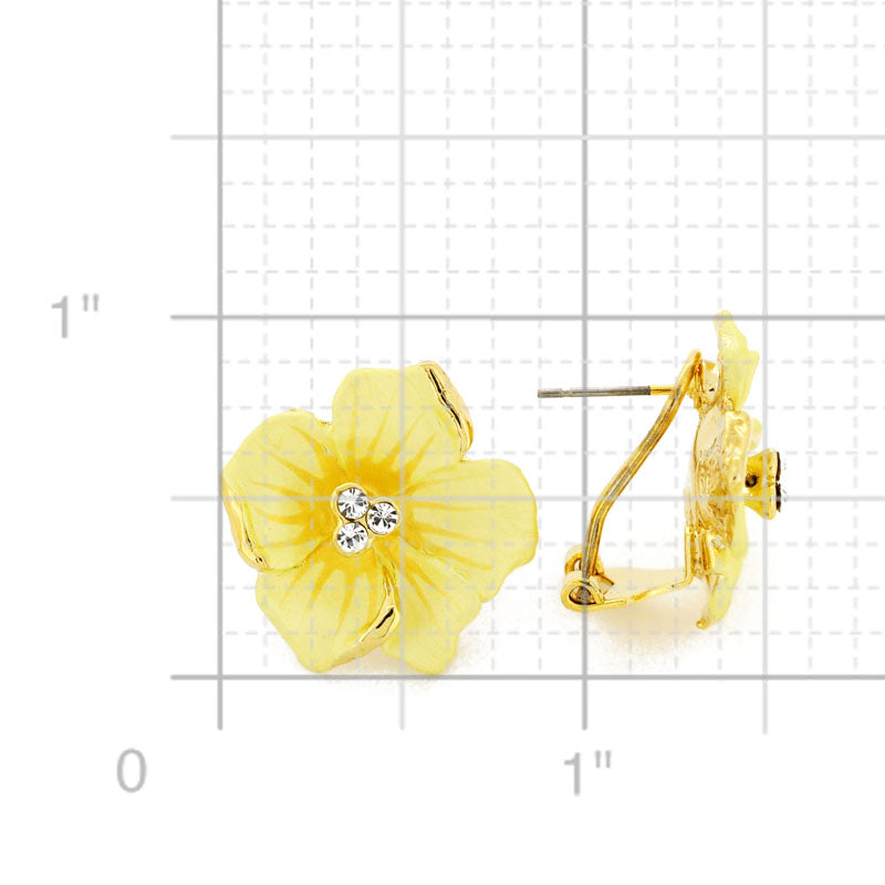 Yellow Poinsettia Swarovski Crystal Flower Pin Brooch And Earrings Gift Set