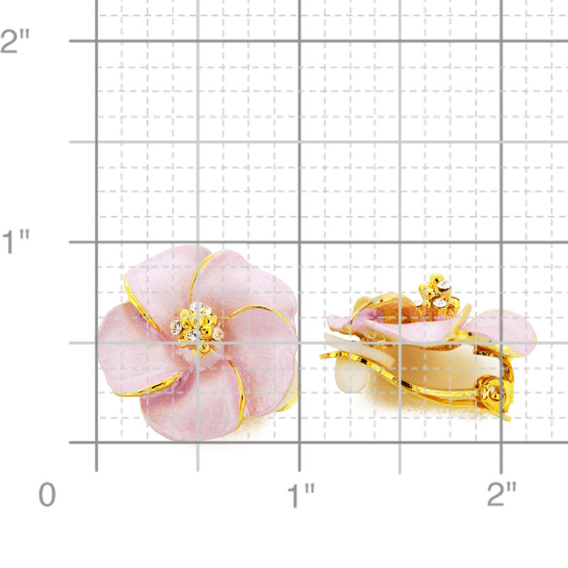 Pink Hawaiian Plumeria Swarovski Crystal Flower Pin Brooch And Earrings Gift Set