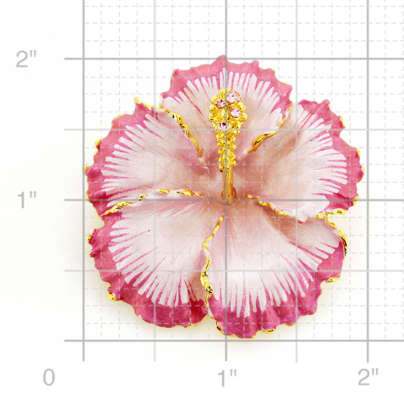 Fuchsia Pink Hawaiian Hibiscus Swarovski Crystal Flower Pin Brooch And Earrings Gift Set