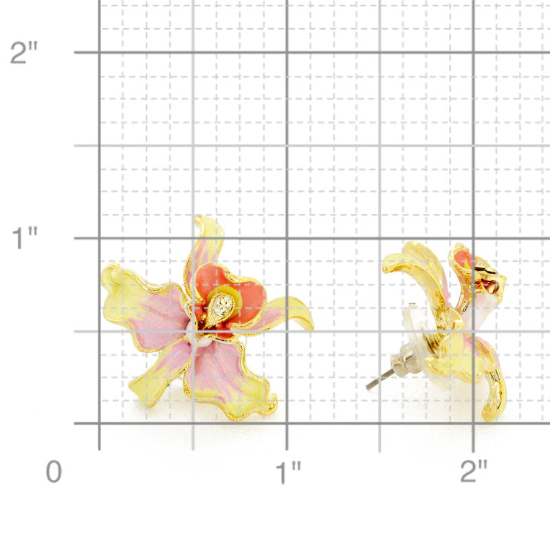 Jonquil Yellow Orchid Swarovski Crystal Flower Pin Brooch And Earrings Gift Set