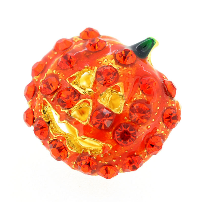 Hyacinth orange Pumpkin Crystal Lapel Pin And Earrings Gift Set