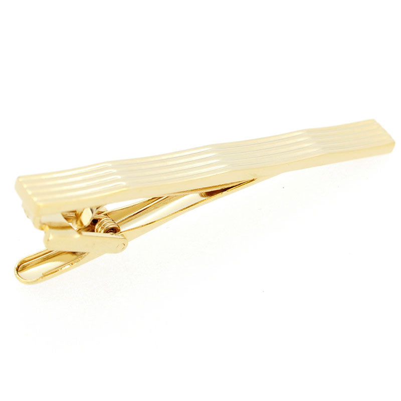 Golden Stripes Cufflinks And Tie Clip Set