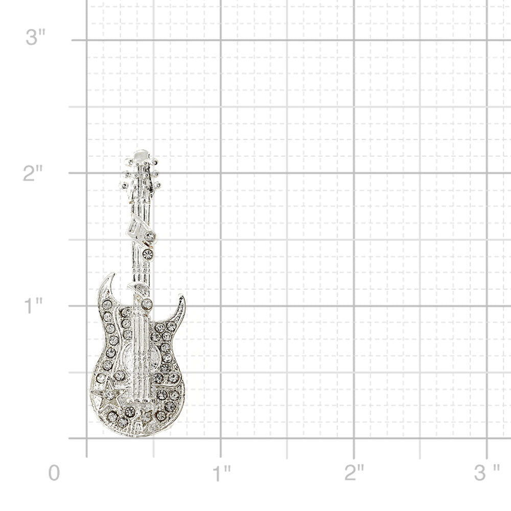 Crystal White Guitar Music note Pin Brooch