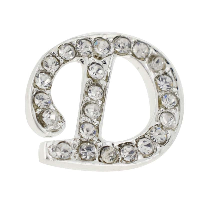 Chrome Letter D Crystal Lapel Pin