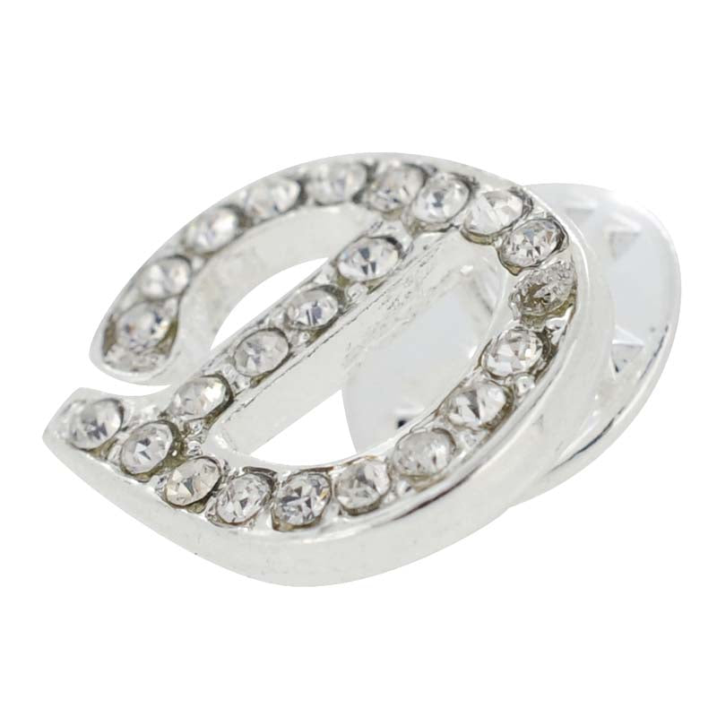 Chrome Letter D Crystal Lapel Pin