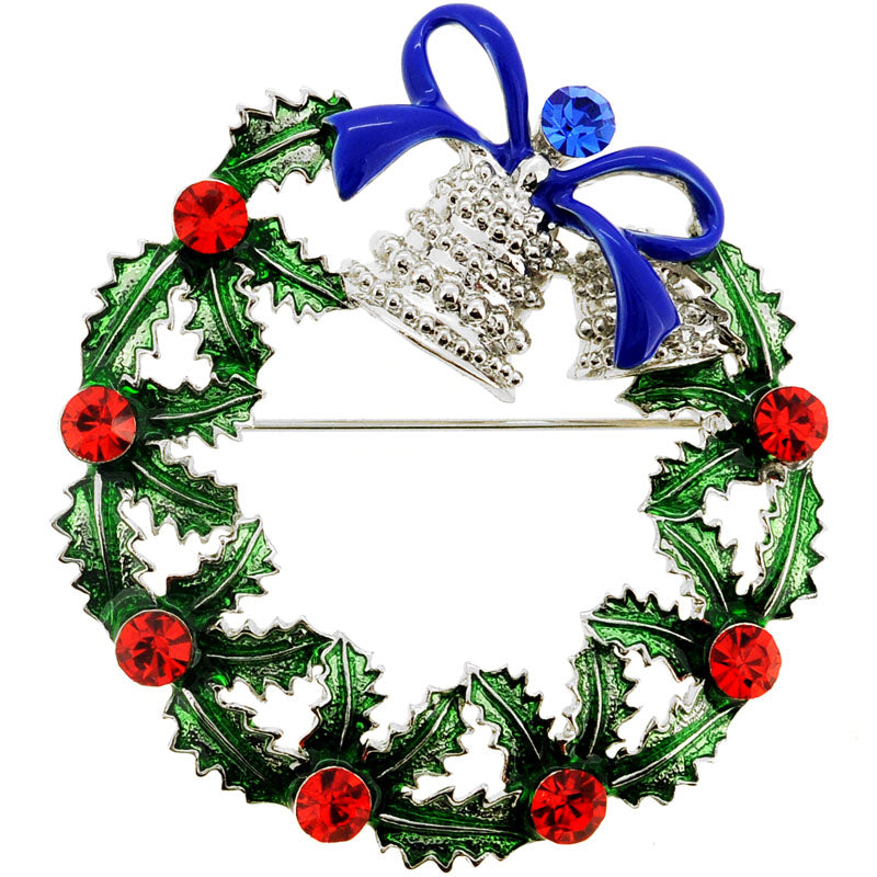 Christmas Bell Wreath Pin Brooch