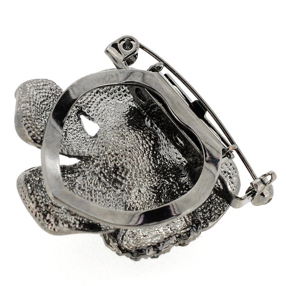 Black Flower Crystal Pin Brooch