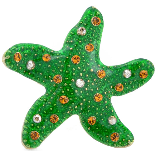Green Starfish Swarovski Crystal Pin Brooch