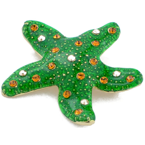 Green Starfish Swarovski Crystal Pin Brooch