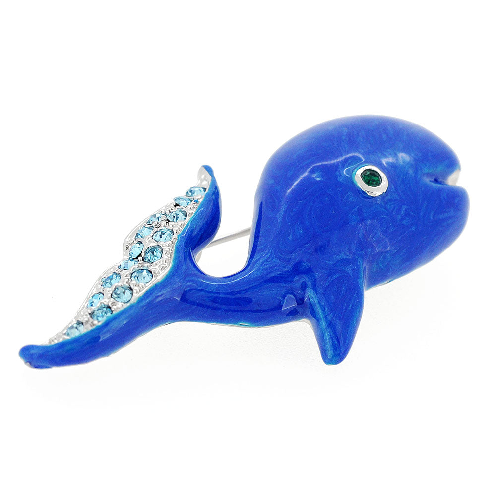 Blue Whale Crystal Pin Brooch