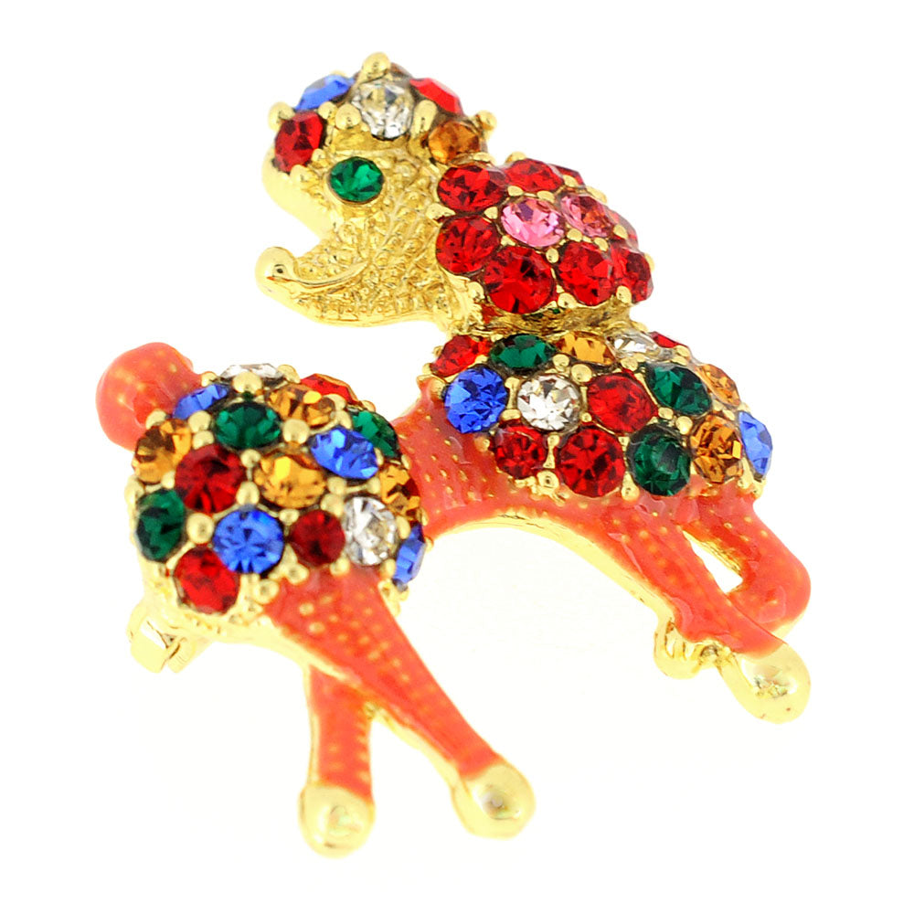 Multicolor Poodle Dog Crtsyal Pin Brooch