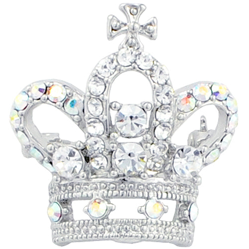 Silver Swarovski Crystal Crown Brooch