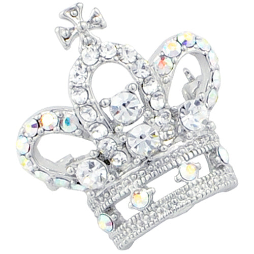 Silver Swarovski Crystal Crown Brooch