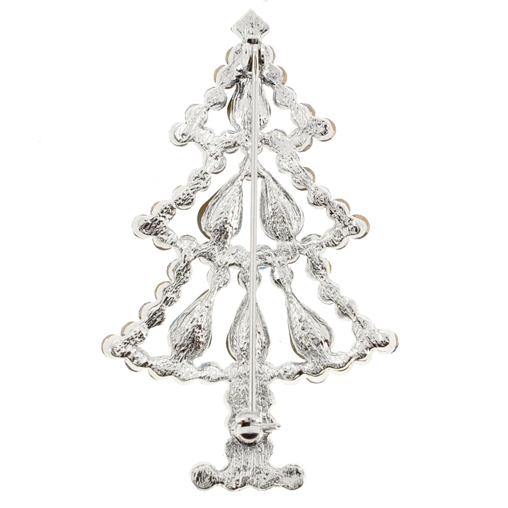 Light Blue Christmas Tree Crystal Brooch Pin