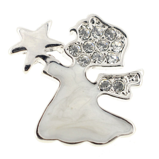 Enamel White Angel With Star Lapel Pin
