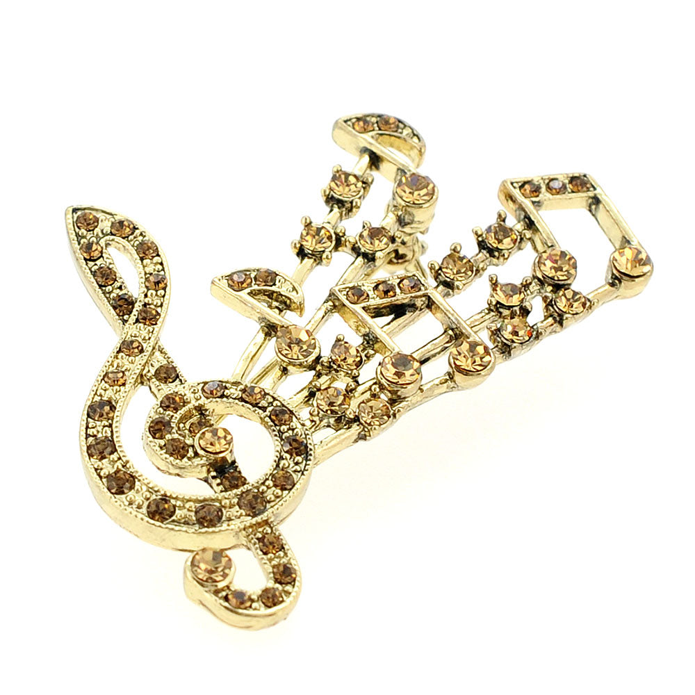 Topaz Golden Crystal Music Notes Pin
