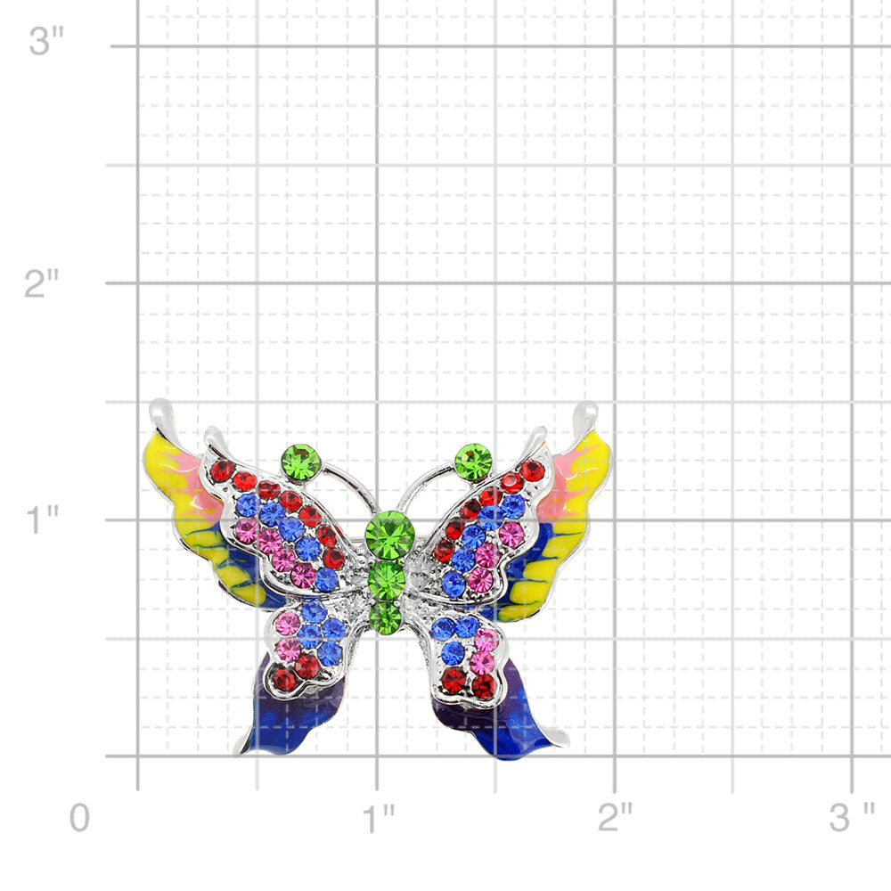 Multicolor Butterfly Crystal Pin Brooch