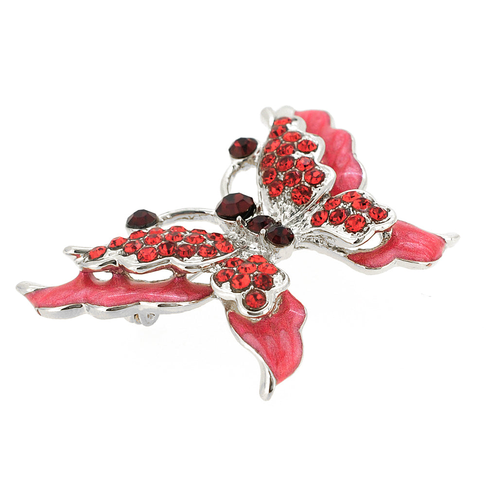 Red Butterfly Crystal Pin Brooch