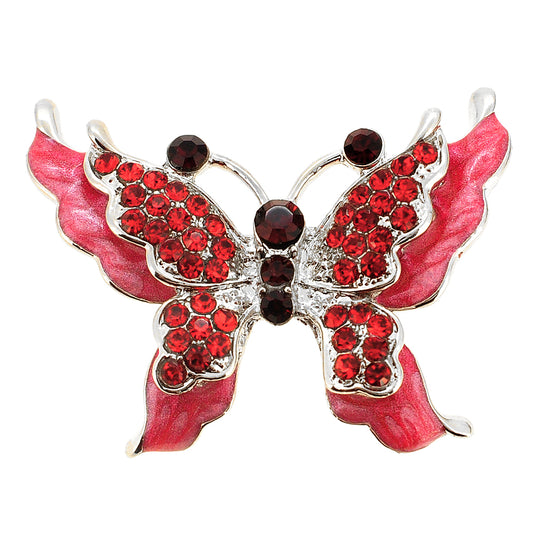 Red Butterfly Crystal Pin Brooch