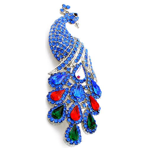 Multicolor Peacock Crystal Pin Brooch