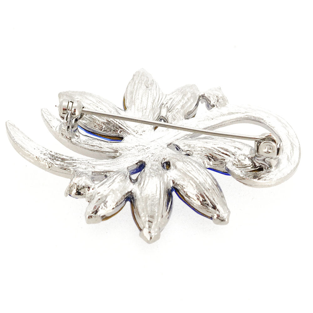 Sapphire Blue Poinsettia Crystal Flower Pin Brooch